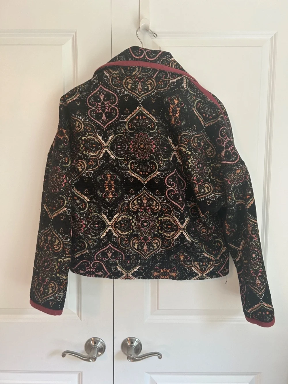 Free People Women's Tapestry Labyrinth Patterned Moto Jacket size M